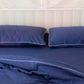 Classic Percale - Core Bedding Set - Navy Blue with White Piped Edge