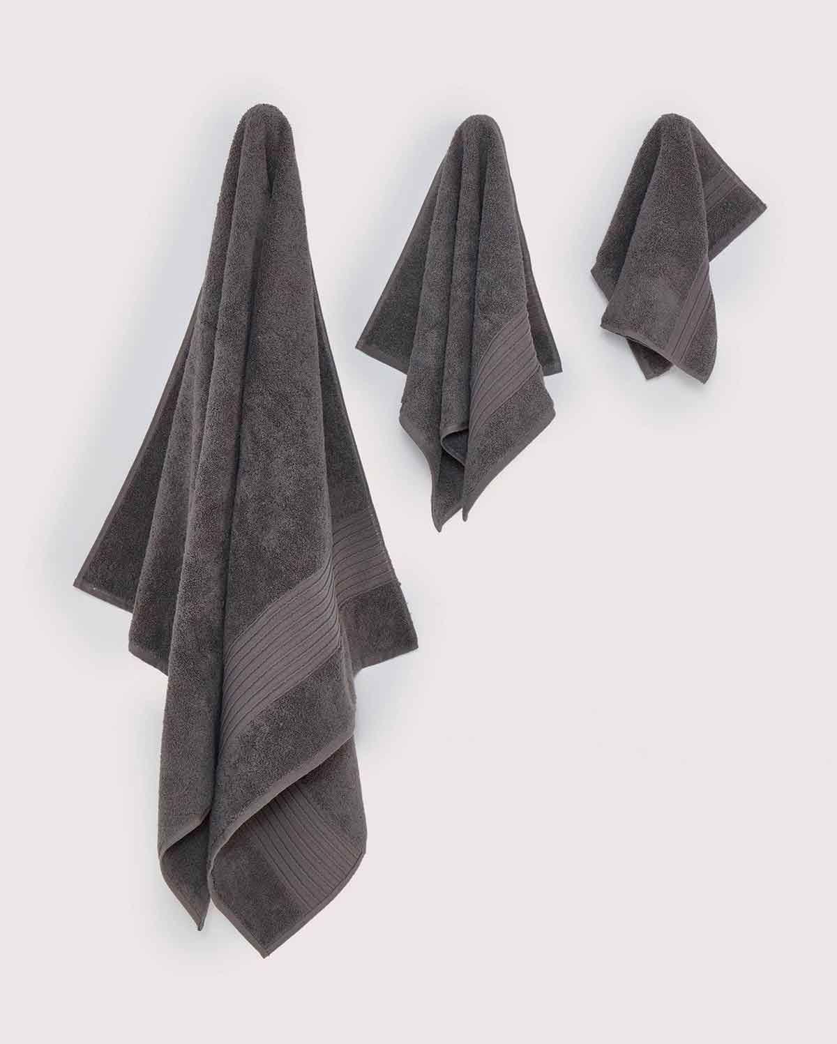 Cotton Plush Spa Towel Set - Khaki Grey (3 Towels)
