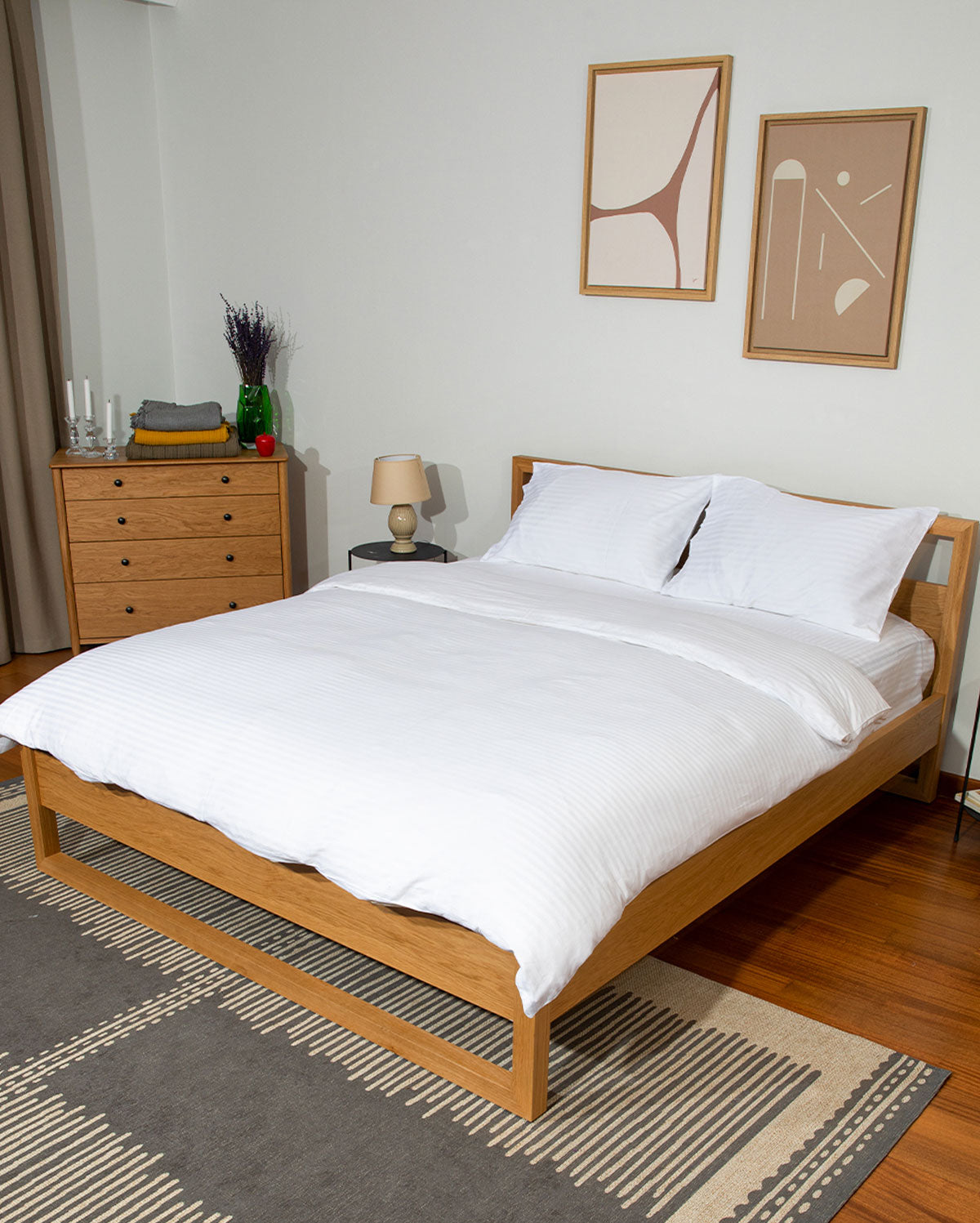 Sateen Stripe - Core Bedding Set - White